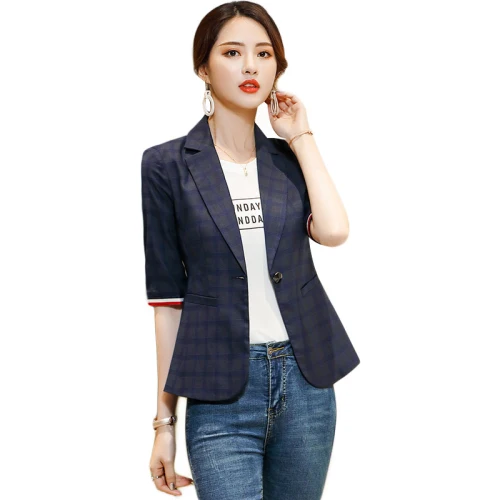 Low Price 2019 Spring Summer Fashion Five-minutes Sleeved Leisure Women Suit New Style One Button Female Work Wear Slim Temperament Tops