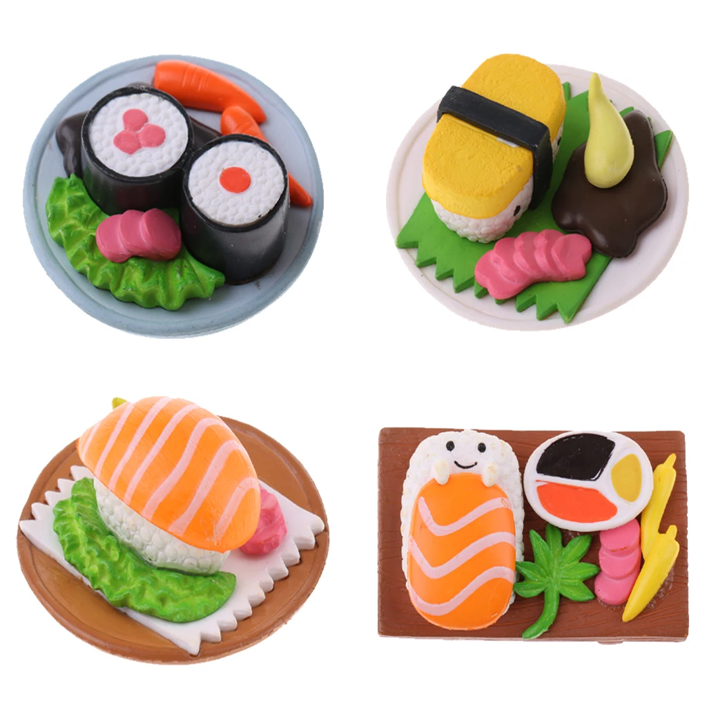 

1/12 Dollhouse Miniature Resin Vivid Japanese Food Rice Roll Sushi for 1:12 Doll House Decor Kids Birthday Gift Collectibles
