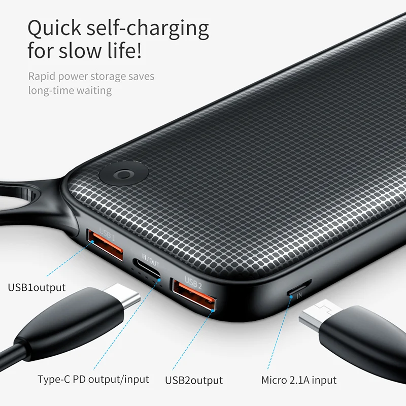 Baseus 20000mah Banco de la energía de carga rápida 30 Dual USB batería externa para iPhone11 Xs Ma
