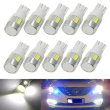 10 шт. T10 W5W 168 194 5630 5730 6SMD T10 светодиодный Клин светильник боковые лампочки для хвоста автомобиля светильник парковка купол двери светильник белый DC12V