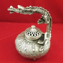 Рождественские украшения для дома+ китайский старинный тибетский, серебряный медный дракон ладан горелки