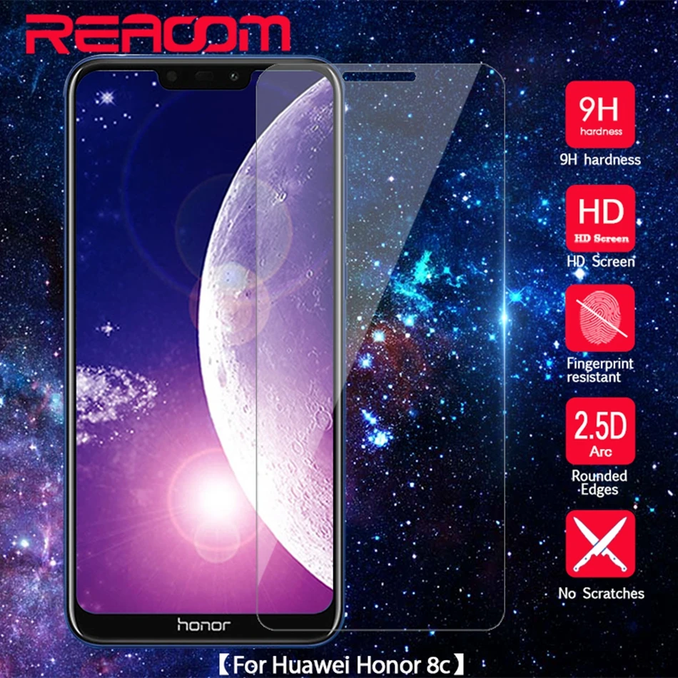 REAOOM 9H 2.5D Tempered Glass for Huawei Honor 8C Glass Display Flim Curved Edge Glass for Huawei Honor 8C Screen Protector Film (1)