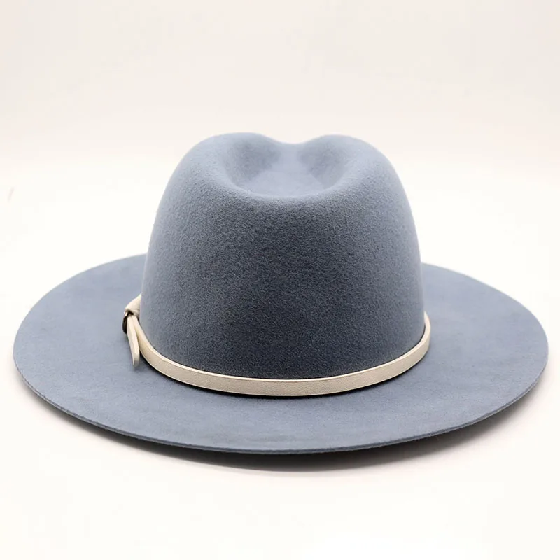 Cena QPALCR wysokiej jakości wełny kapelusze kapelusz klasyczny pas szerokie rondo Jazz kapelusze dla kobiet wełniane dla mężczyzn kapelusze filcowe jesień zima kościół czapki