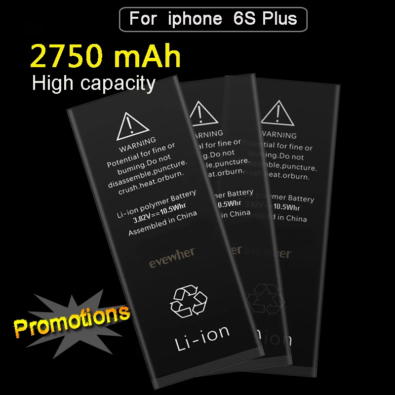 

For Iphone 6S Plus Battery High Capacity Batery For Iphone6S plus Replacement Batteries 2750mah Lipolymer Battery Free Tools