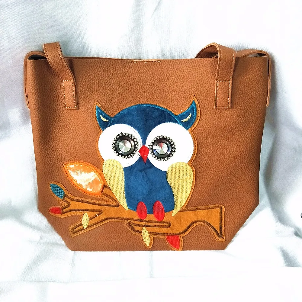 

M510 Cute Character Fashion Hit Color Cartoon Printing Owl Shoulder Bag Big Size Women Gift Wholesale
