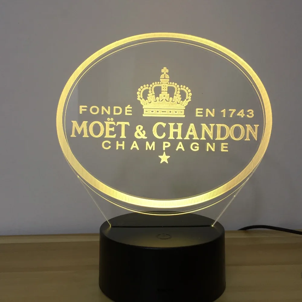 Moet Et Chandon светодиодный 3d-ночник лампа подарок для клиентов друг детский ночник Usb или батарея питание украшения для офиса лампа