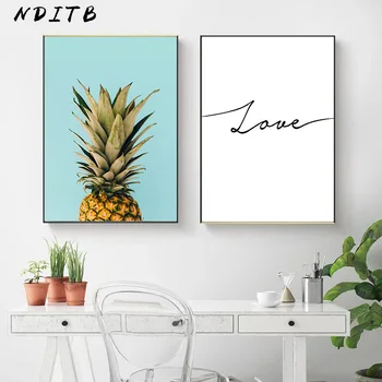 

Pineapple Minimalist Canvas Painting Wall Art Poster Love Print Nordic Style Decorative Picture Modern Living Room Decoration