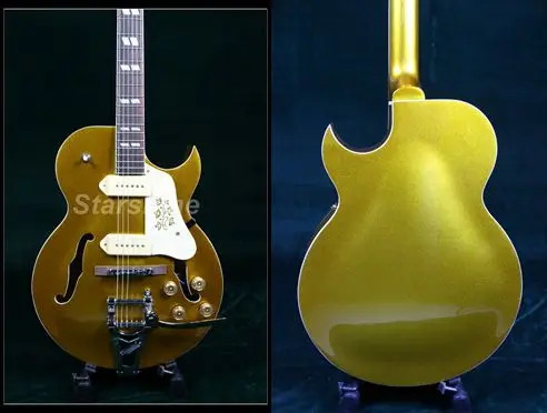 Starshine Hollow Body Electric Guitar YL-BR30 Bigsby Bridge Byrdland Style Gold Top Jazz Guitar P90 Pickups
