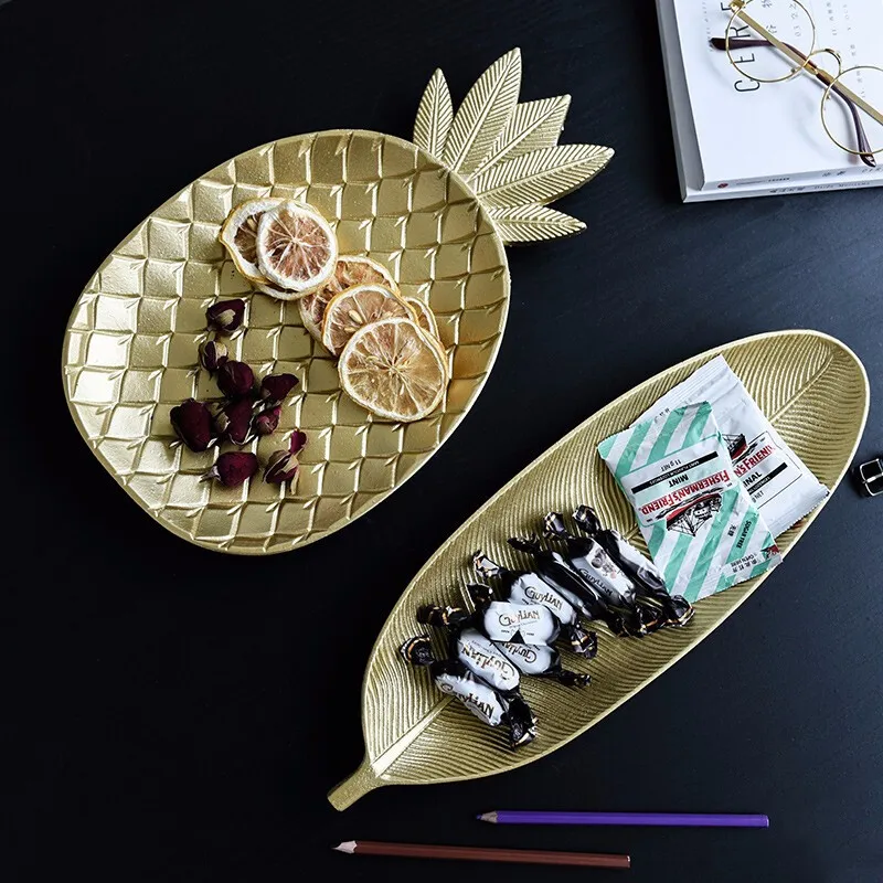 Golden Pineapple Wooden Dessert Fruit Plate Tray Geometry Pineapple Pallet Pallet Fruit Plate Home Decoration Plate R1622