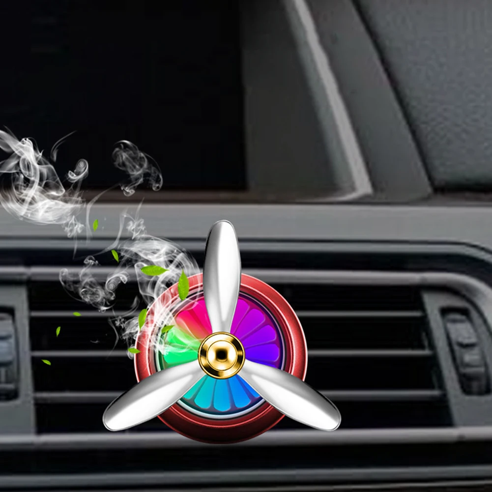 

Vehicle Fragrant Outlet Fan with LED Lights Car Decoration Clip Vents Propeller Aroma Perfume Diffuser Interior Freshener Smell
