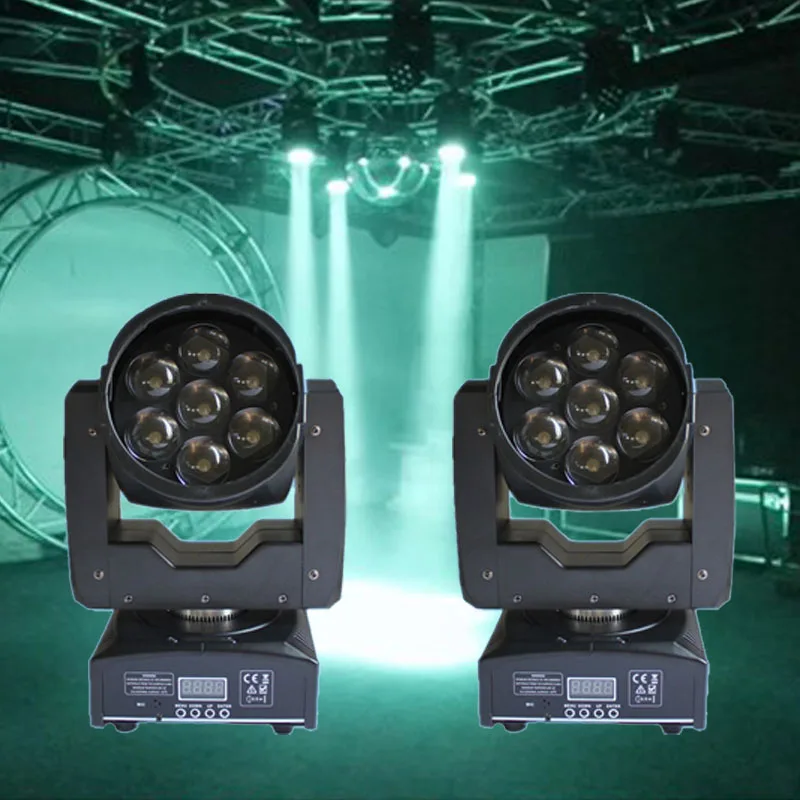 2 Pieces LED Zoom Wash Light 7*12W RGBW 4in1 Wash/Beam Moving Head