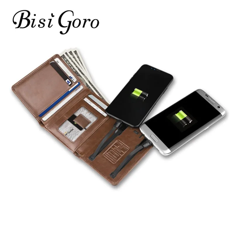 BISI GORO, новинка, умный кошелек для мужчин и женщин с USB для зарядки, кошелек с Ipone и Android, емкость 4000 мА/ч для путешествий