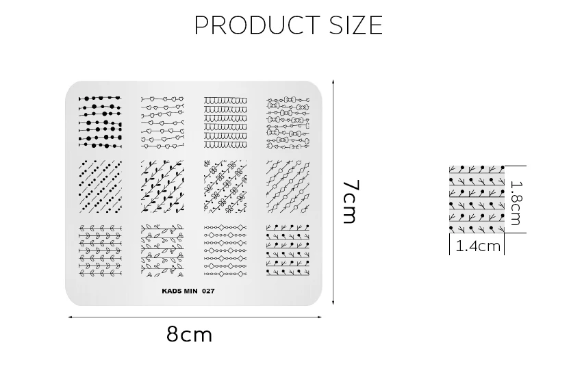 KADS MIN 027 форма полосы цветок сетки Шаблон трафарет Красота Инструменты Дизайн ногтей украшения Маникюр штамп пластины