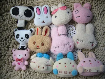 

A wide variety of animals Plush toy dolls doll mobile phone small pendant rabbit animal head wedding gifts