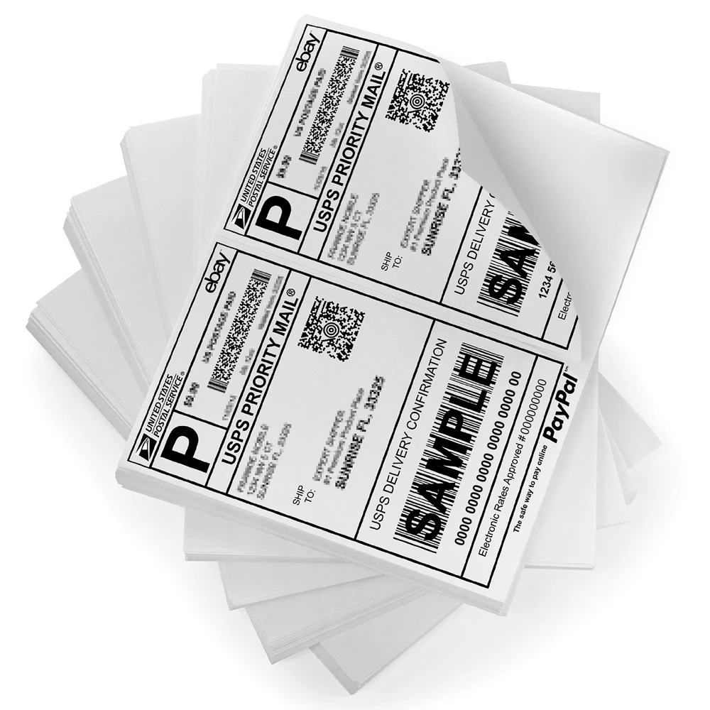 S 400 Shipping Labels Self Adhesive Half Sheet 5.5 x 8.5 USPS UPS FedEx