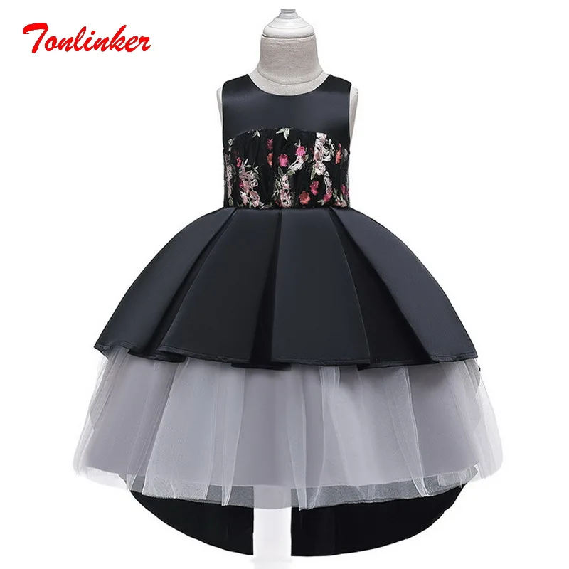 

Girls Princess Embroidery Flower Swallowtail Tutu Dress Prom Party Dresses Children's day Wedding Birthday Clothes Tulle Dress