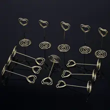 24 упак. таблицы номер карты держатели фото владельца стенда место карты Бумага меню зажимы держатели, Золотое сердце Форма держатель для фото держатель карт стол