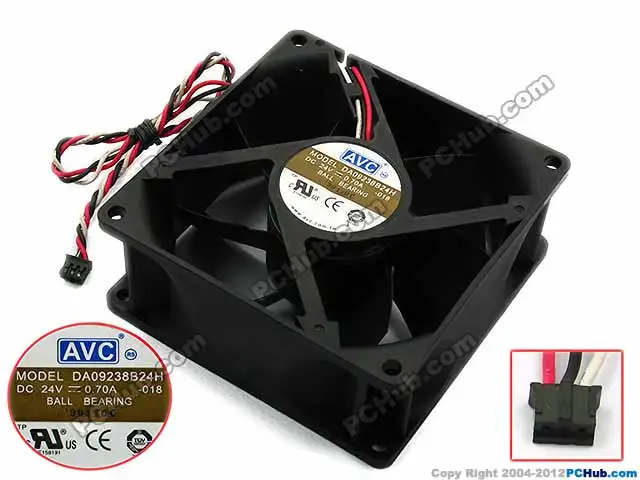 

AVC DA09238B24H -018 DC 24V 0.70A 92x92x38mm Server Cooler Fan