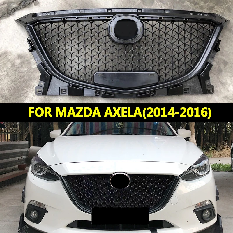 

Fit For Mazda3 Axela Front Bumper Grille ABS Chrome Grill Cover Trim Modified 2014 2015 2016 Mazda3 modified cellular Grill
