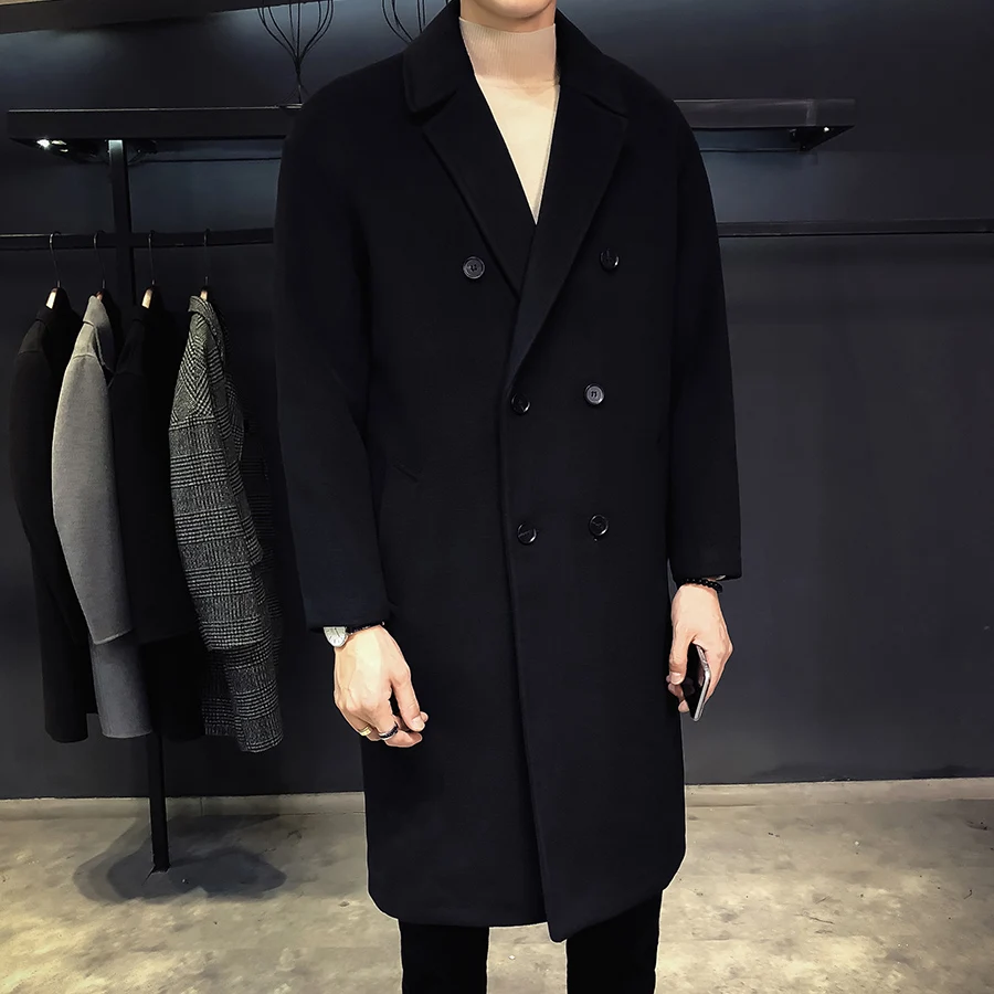 Фиолетовый Abrigo Hombre двубортный длинный Тренч мужские пальто свободные Ретро