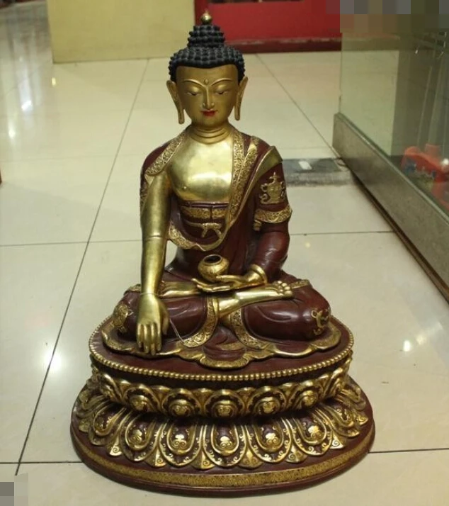 

R0720 Details about 18"Tibet Buddhism Temple Old Purple Bronze 24K Gold sakyamuni Buddha Statue (B0328)