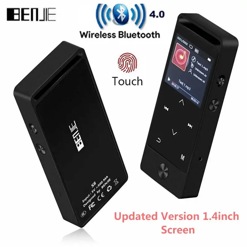 Последняя версия Bluetooth MP3 музыкальный плеер Сенсорная Кнопка BENJIE S8 без потерь звук Поддержка FM радио Micro SD карта