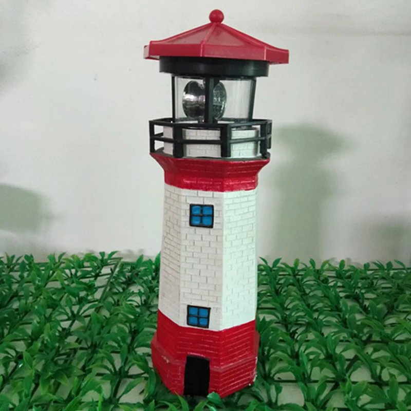 

New Solar Powered Lighthouse with Rotating Lamp Bulb Garden Ornament Patio Light NE