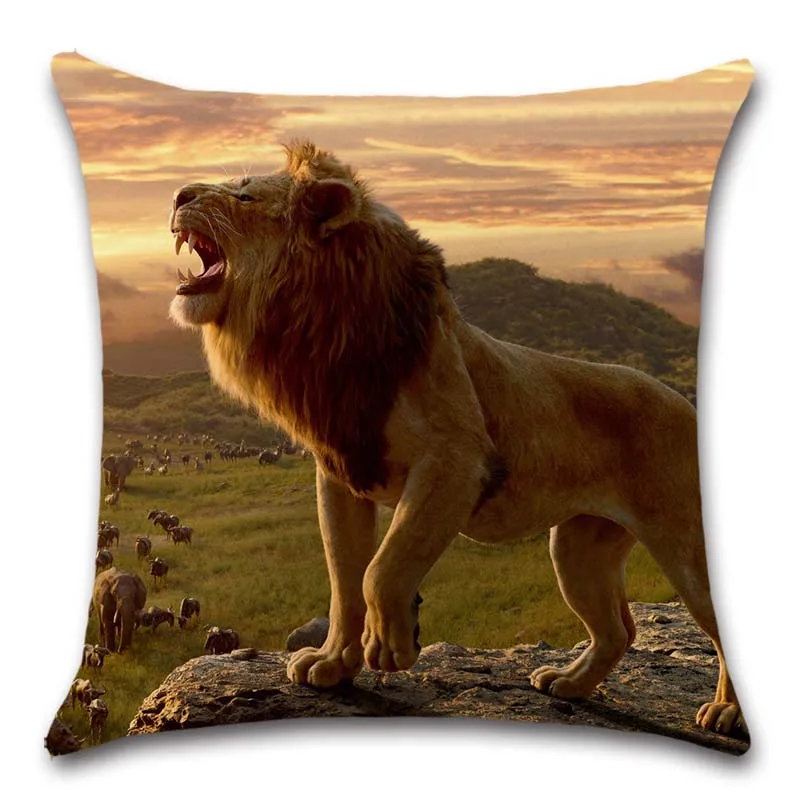 King of the grassland Lion Cushion Cover Decoration Home sofa chair office car seat friend bedroom children's gift pillowcase - Цвет: 9