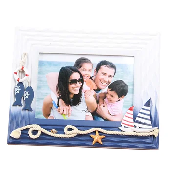

Multi-size Mediterranean Sea Style Photo Frames Creative Wood Tabletop Frame 3''5''7'' Mini Picture Frames Home Art Decor Gifts