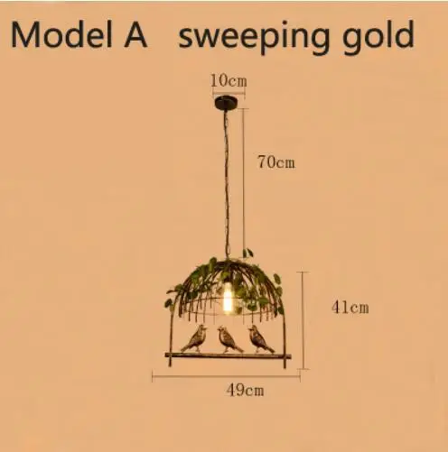 Винтажный подвесной светильник в виде птицы, железный Американский промышленный Лофт, бар, кафе, персональный E27 декор, подвесной светильник в скандинавском стиле, птичья клетка MING - Цвет корпуса: A Sweeping Gold
