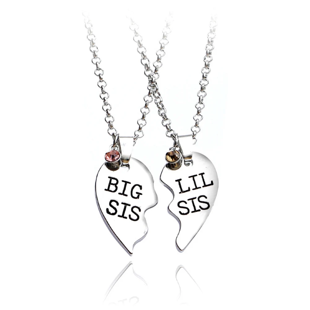 

For Sisters BIG SIS LIL SIS Forever best friend Split Heart Family Love Pendant Necklace Gift Bff Necklace