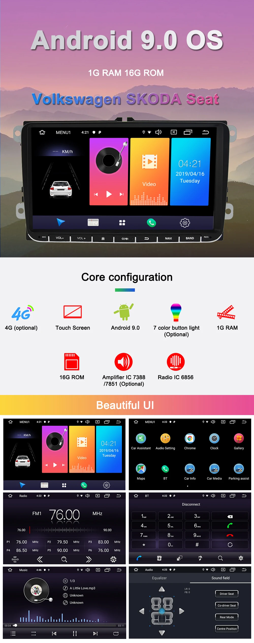 Best Navivox 9" 2 Din Android 9.0 Car Multimedia Player For Volkswagen SKODA Seat GOLF 5 Golf 6 POLO PASSAT B5 B6 TIGUAN Car DVD GPS 0