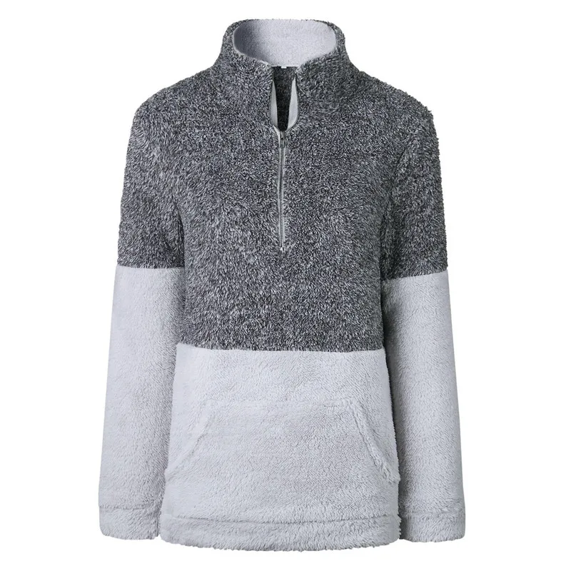 Женские зимние свитера, водолазка из искусственного меха, пуловер свободного кроя с длинным рукавом, теплая одежда, осенний Повседневный свитер - Цвет: gray