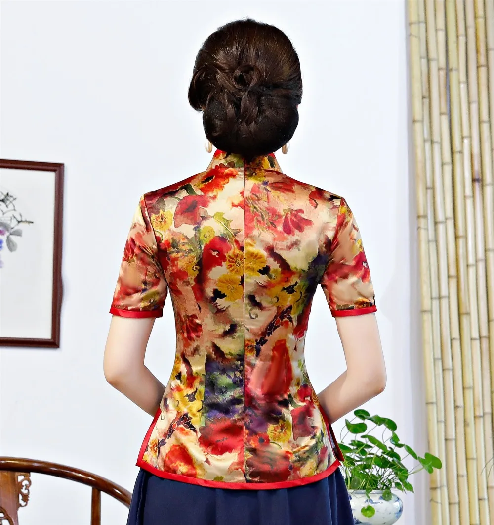 Шанхай история Китайский традиционный Топ цветочный Cheongsam топы китайская блузка