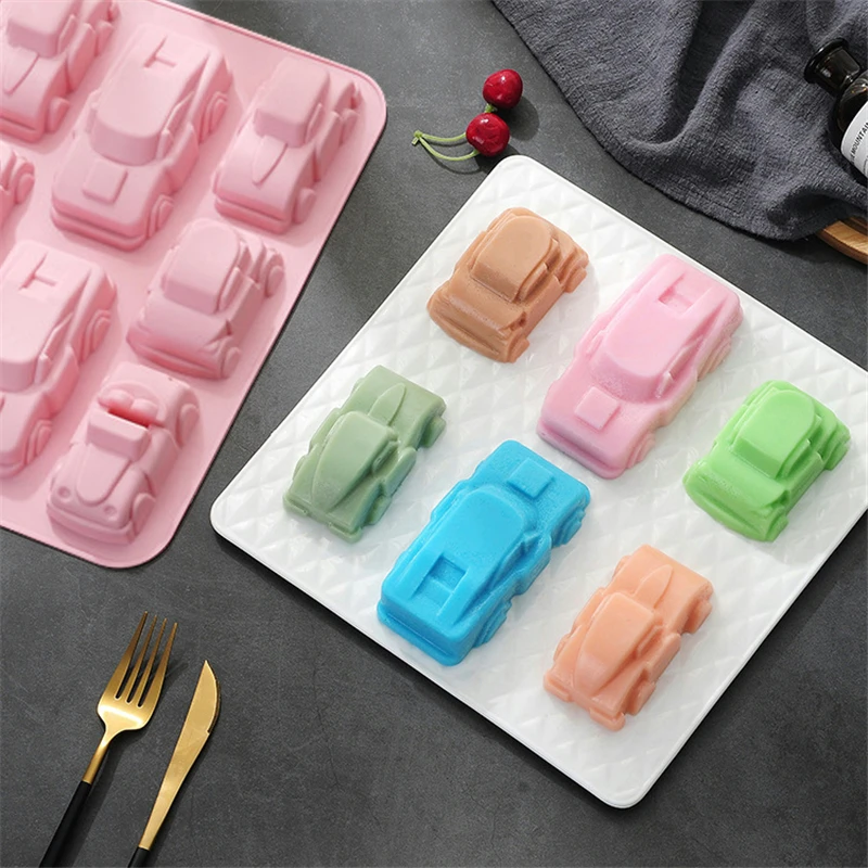 

Silicone Cake Mold 8 Cavity Car Shape Soap Molds DIY Soap Making Chocolate Cake Mold