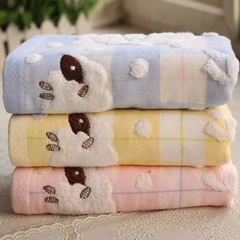 

Hot Sale Cute Double Layers Cotton Cartoon Sheep Face Towel Sweat Absorbent For Sports Children Adult