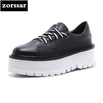 

{Zorssar} Brand 2018 Spring New fashion Women sneakers Casual Flats shoes Comfortable flat Shoes Leather womens platform shoes