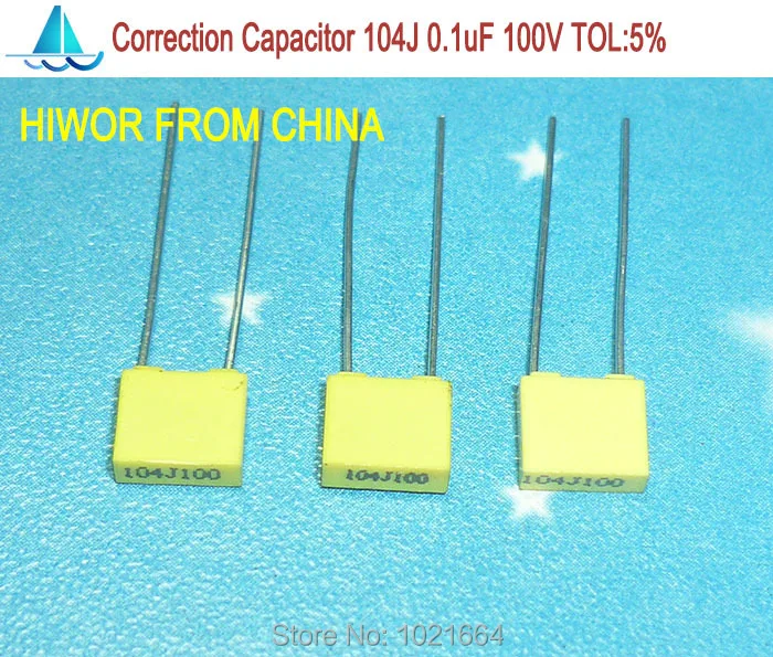 (100pcs/lot) correction Capacitor 0.1uf 104J 100V TOL:5% Metallized ...