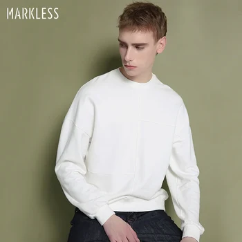 

Markless Casual Sweatshirts Men Pullover Solid Color Fashion Loose Hoodies Male Brand Clothing Sudaderas Hombre WYA8406M
