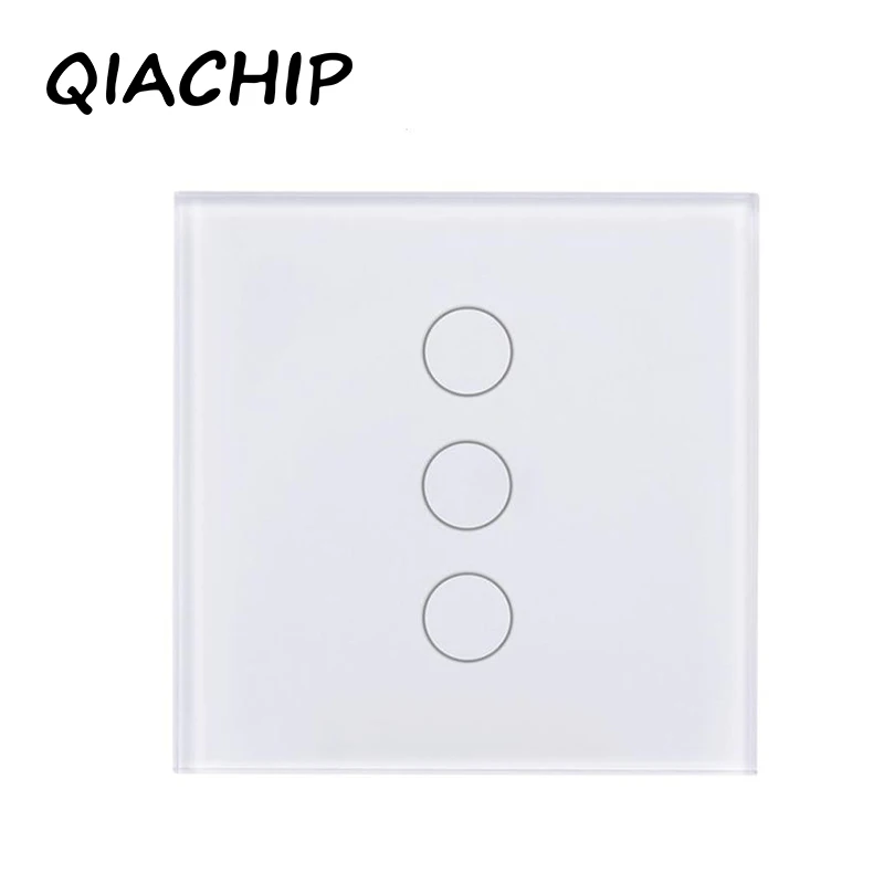 

QIACHIP Touch Switch 1 2 3 Gang 1 Way Wireless Remote Control Light Switch LED Indicator For RF433 Smart Home Touch Switch Big