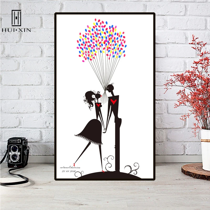 

DIY Fingerprint Guestbook Souvenir Romantic Young Couple Confessing Red Loving Heart Special Gift for Weddings and Anniversaries