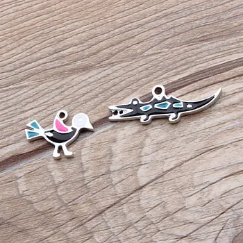 

High Quality 40PCs/Lot Kawaii Enamel Animal Bird crocodile Pendnt Charms Fit Trendy Fashion Bracelet Necklace Phone Chain Decor