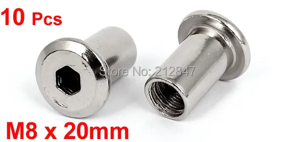 10 Pcs M8 x 20mm Rivet Hex Socket Head Cap Screw Insert Barrel Nuts Fasteners A