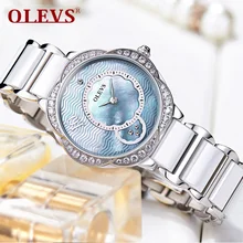 Olevs Popular Quartz Dress Fashion brand Womens Watches silver Rhinestone Wristwatch Ladies Casual relogio brand Luxury Clock