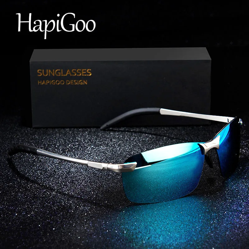 

HAPIGOO Brand Designer Alloy Half Frame Sunglasses Men Polarized UV400 Night Vision Glasses Driving Travel Golf Sunglasses Women