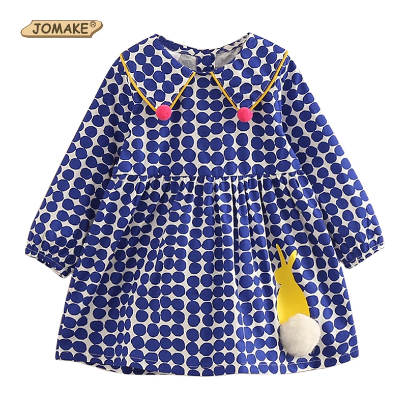 

JOMAKE Girls Dress 2018 New Spring Autumn Cute Rabbit Long Sleeve Kids Dot Princess Dresses for Girls Clothing Infantil Vestidos