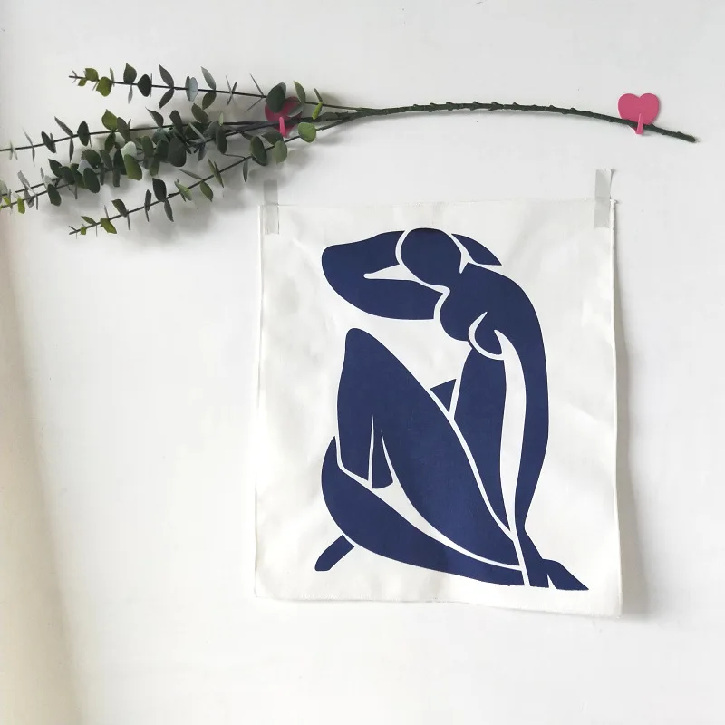 

Abstract Style Blue People Tapestry Wall Hanging Cotton Backdrop