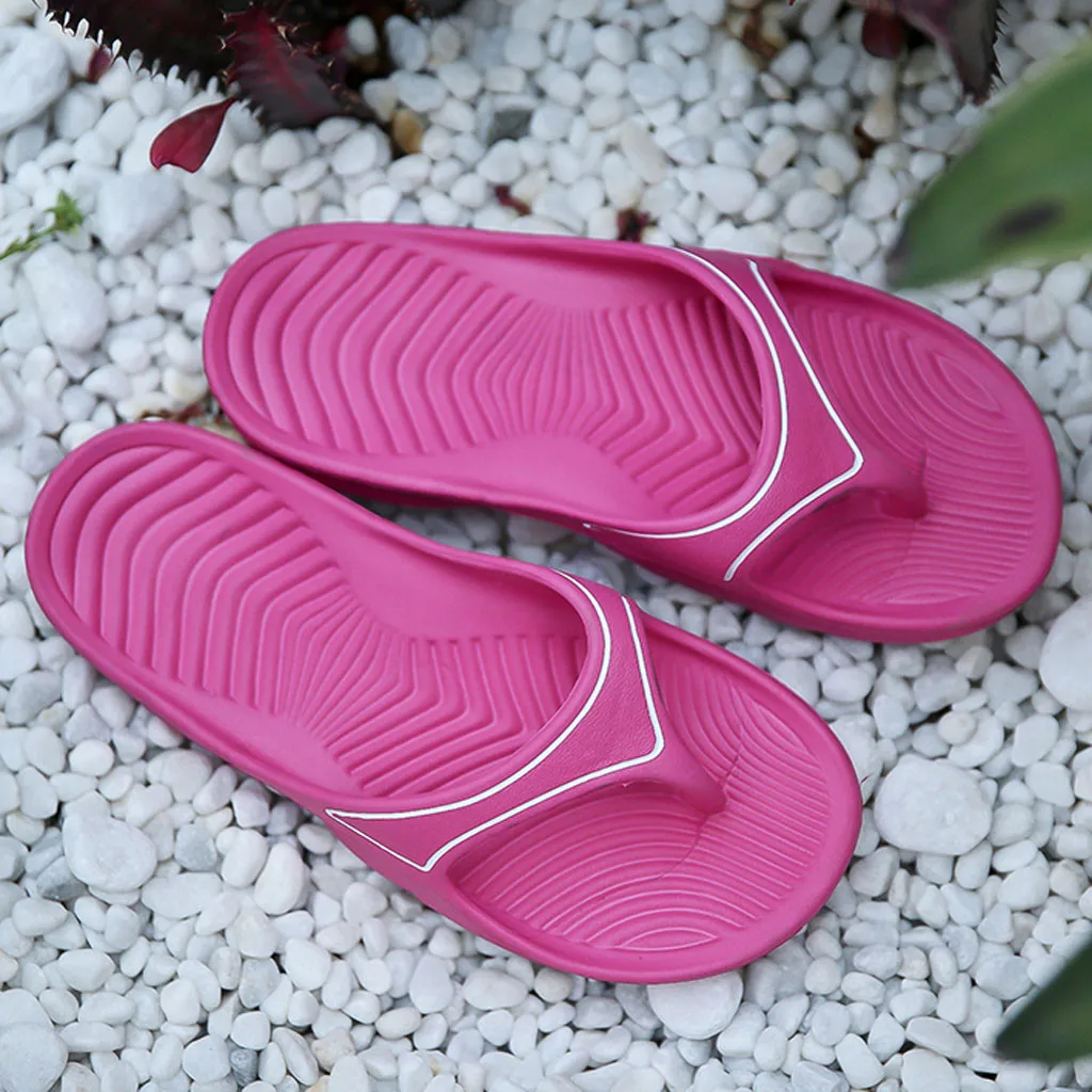 MUQGEW Shoes Woman Flip Flops Solid Summer Rubber Open Toe PVC Slip on Beach Simple Print Casual Shoes Slippers zapatos de mujer