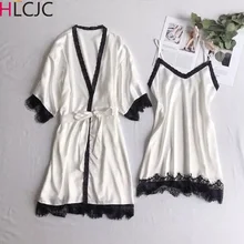 Весенний комплект со штанами из 2 предметов пижамный комплект Femme однотонные Комплекты пижам для Для женщин для сна; детская пижама с принтом шелковая одежда для дома, пижамы комплекты элегантный кружевной халат пижама