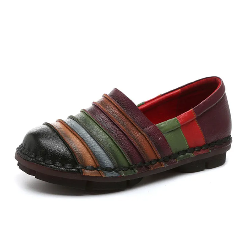 MVVJKE/ г.; Высококачественная Винтажная обувь из натуральной кожи ручной работы в китайском стиле; женская разноцветная обувь на плоской подошве без застежки - Цвет: Черный